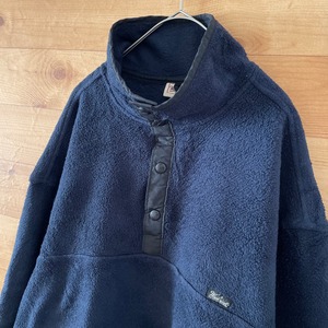 【Woolrich】USA製 ハーフスナップ フリース ジャケット ネイビー  サイズL プルオーバー ポーラーテック アメリカ古着