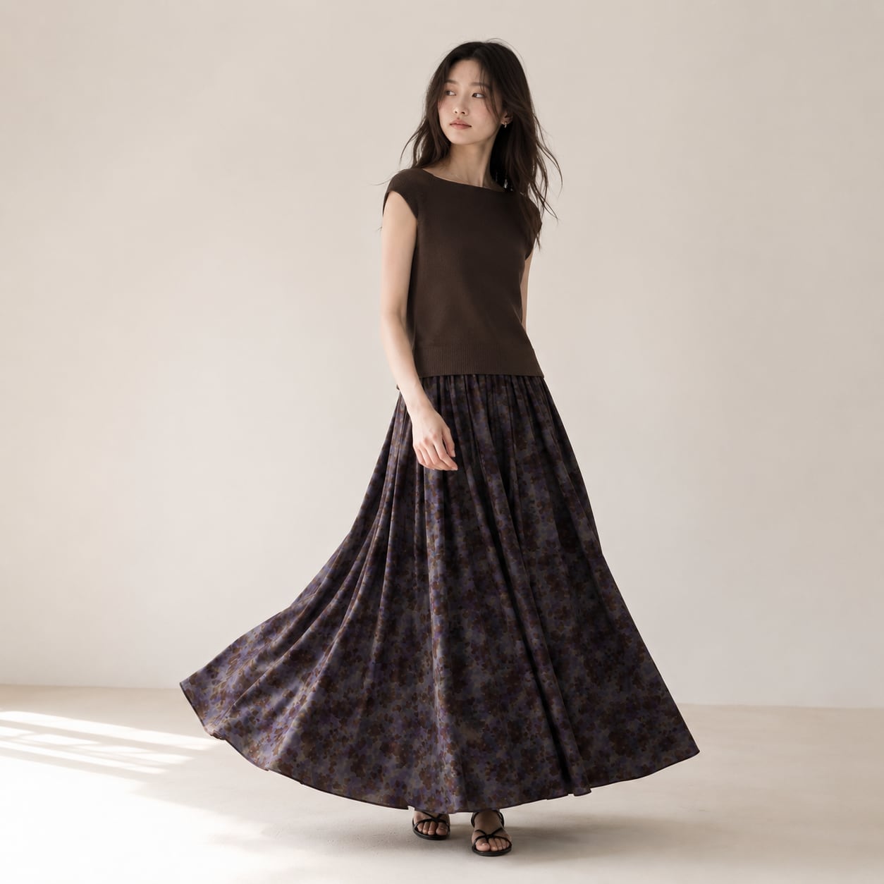SMOKY FLOWER VOLUME SKIRT