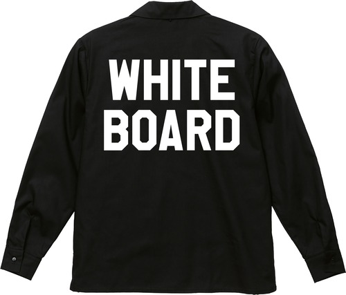 WHITE BOARD　オープンカラーシャツ L/S　black/white