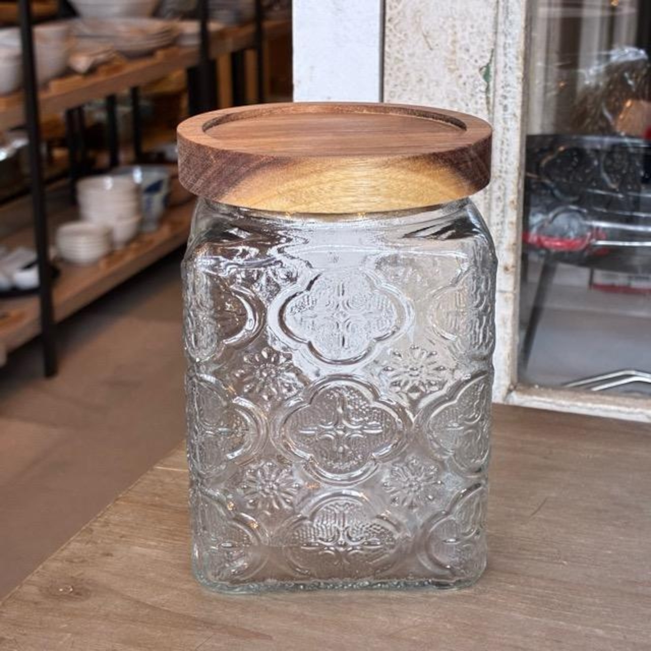 Retro glass canister L　レトロガラスキャニスター　L　保存容器　吹きガラス　調味