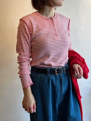 MEYAME / BORDER SOFT RIB HENRY NECK