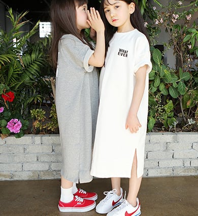 シンプルでかわいい ロゴ入り Tシャツワンピース ワンピース Tシャツ 子供服 子ども服 キッズ ファッション ロゴ入り シンプル カジュアル 綿 春 夏 90 100 110 1 130 140 150 小学生 通学 送料無料 韓国レディース キッズファッション Londonbridge ロンドン