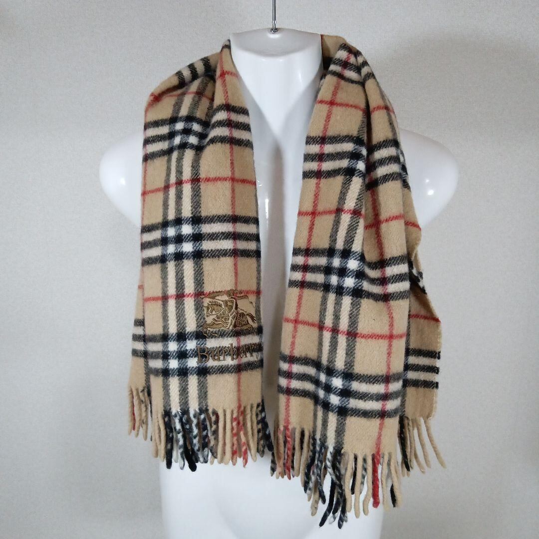せ877超美品　バーバリーズ　大判ショール　ホースマーク　ノバチェック　ウール せ877超美品バーバリーズ大判ショールホースマークノバチェック