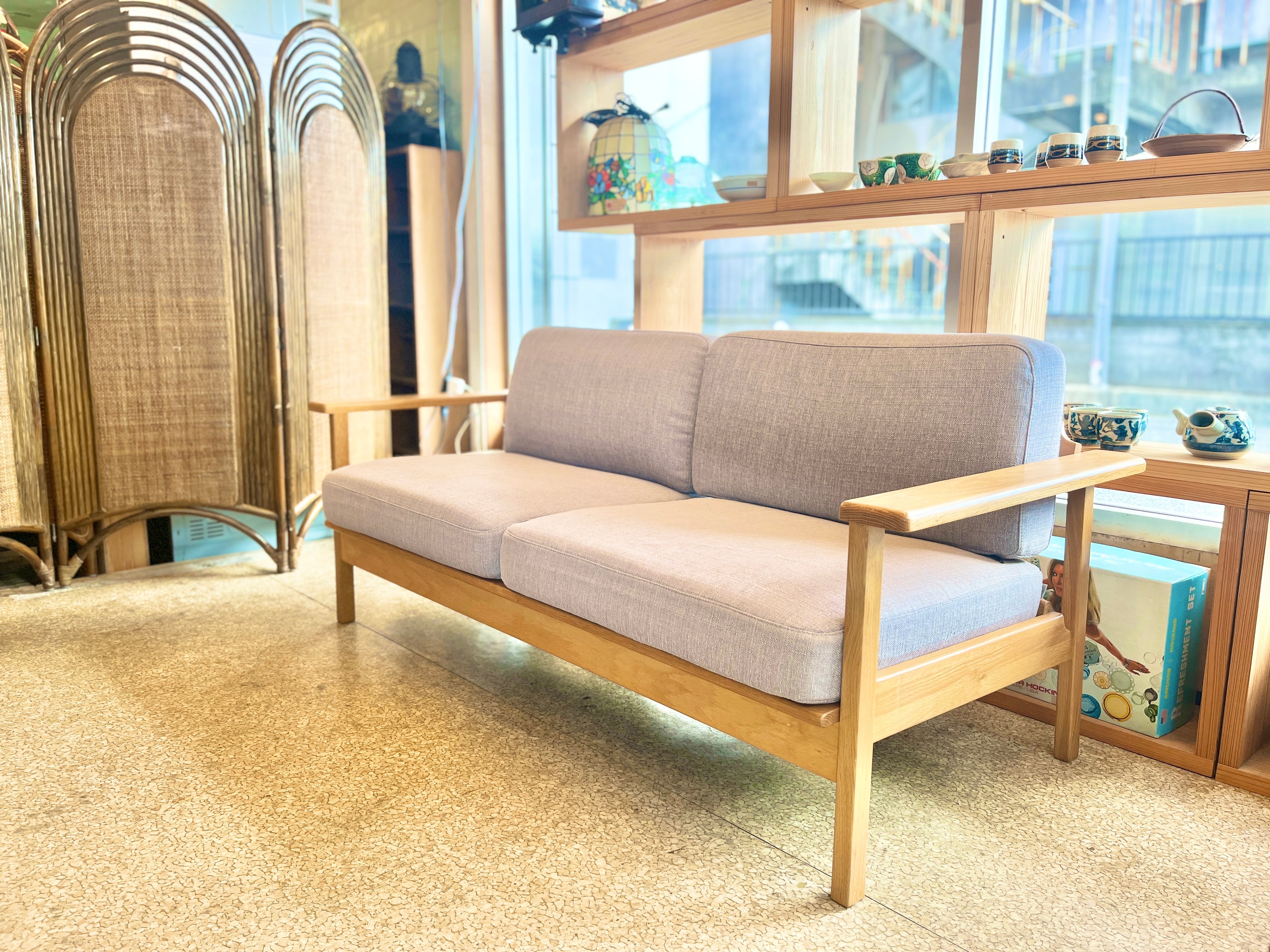 カリモク家具 karimoku꧂オールドカリモク 金華山織3人掛けソファ