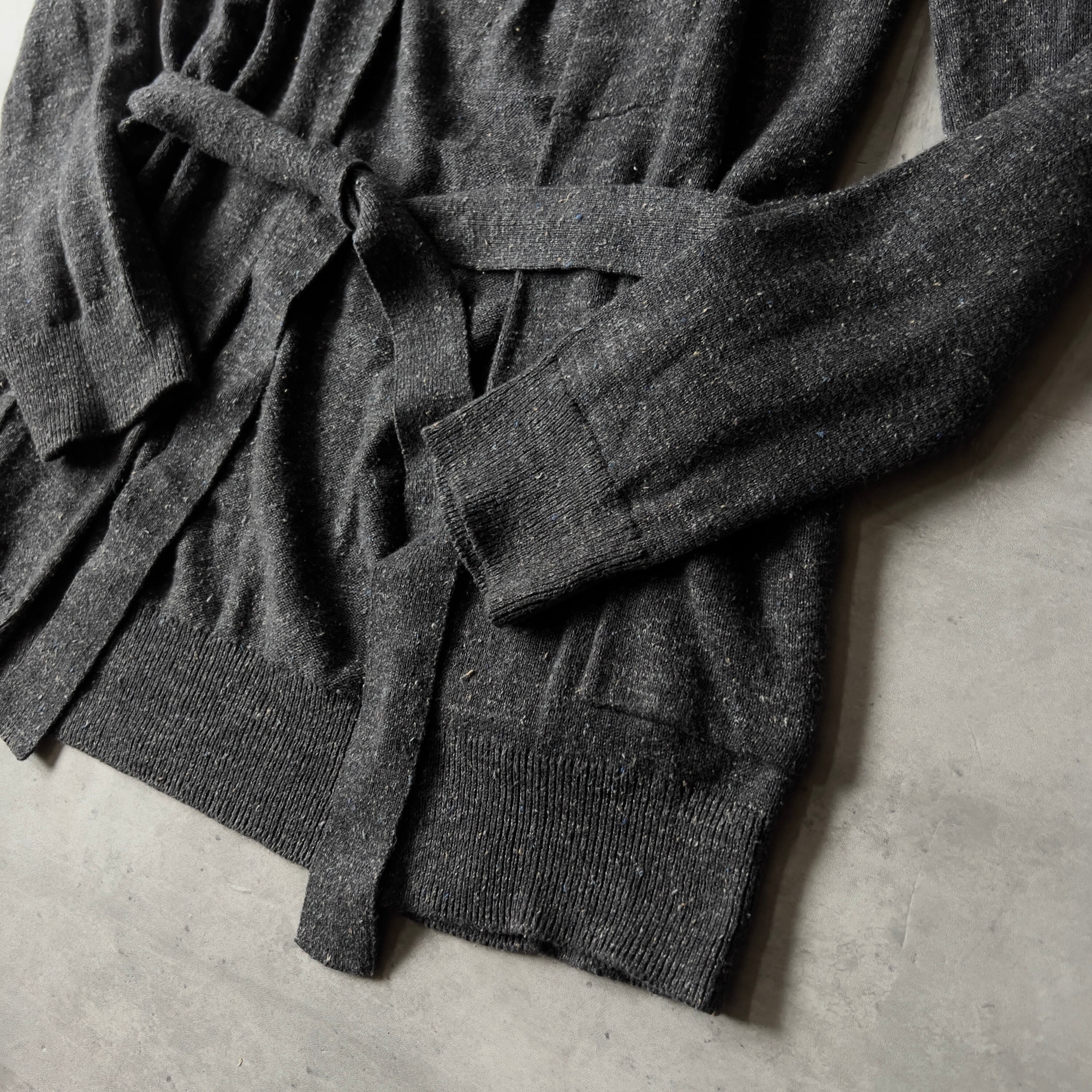 14SS “DRIES VAN NOTEN” shawl collar cotton × silk gawn knit 