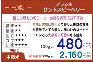 煎豆　ブラジルサントスピーベリー　500g