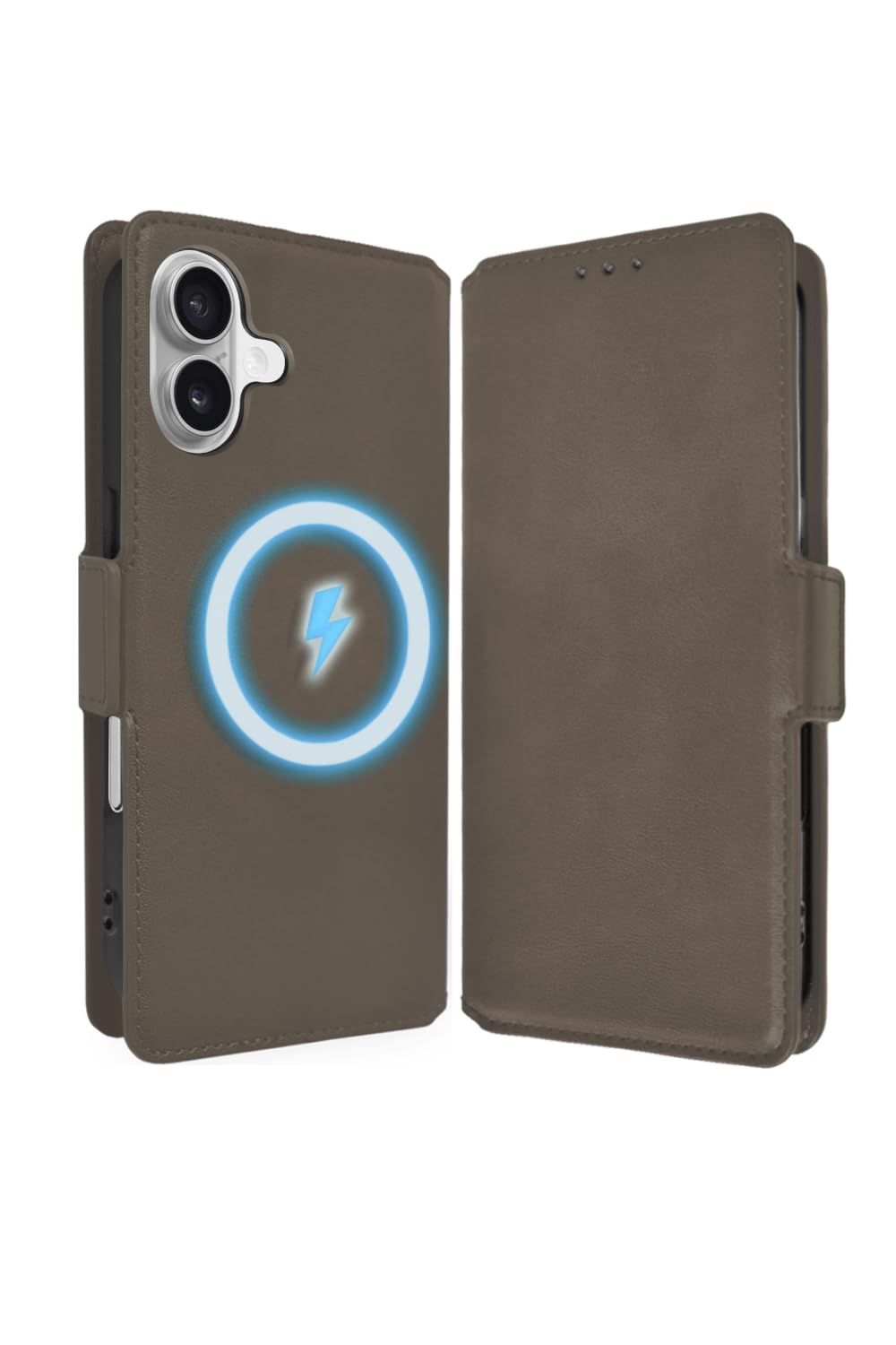 シズカウィルRe iPhone 17 用 ケース MagSafe対応 手帳型 カバー 本革調 スマホケース レザーケース グレー 1個入り