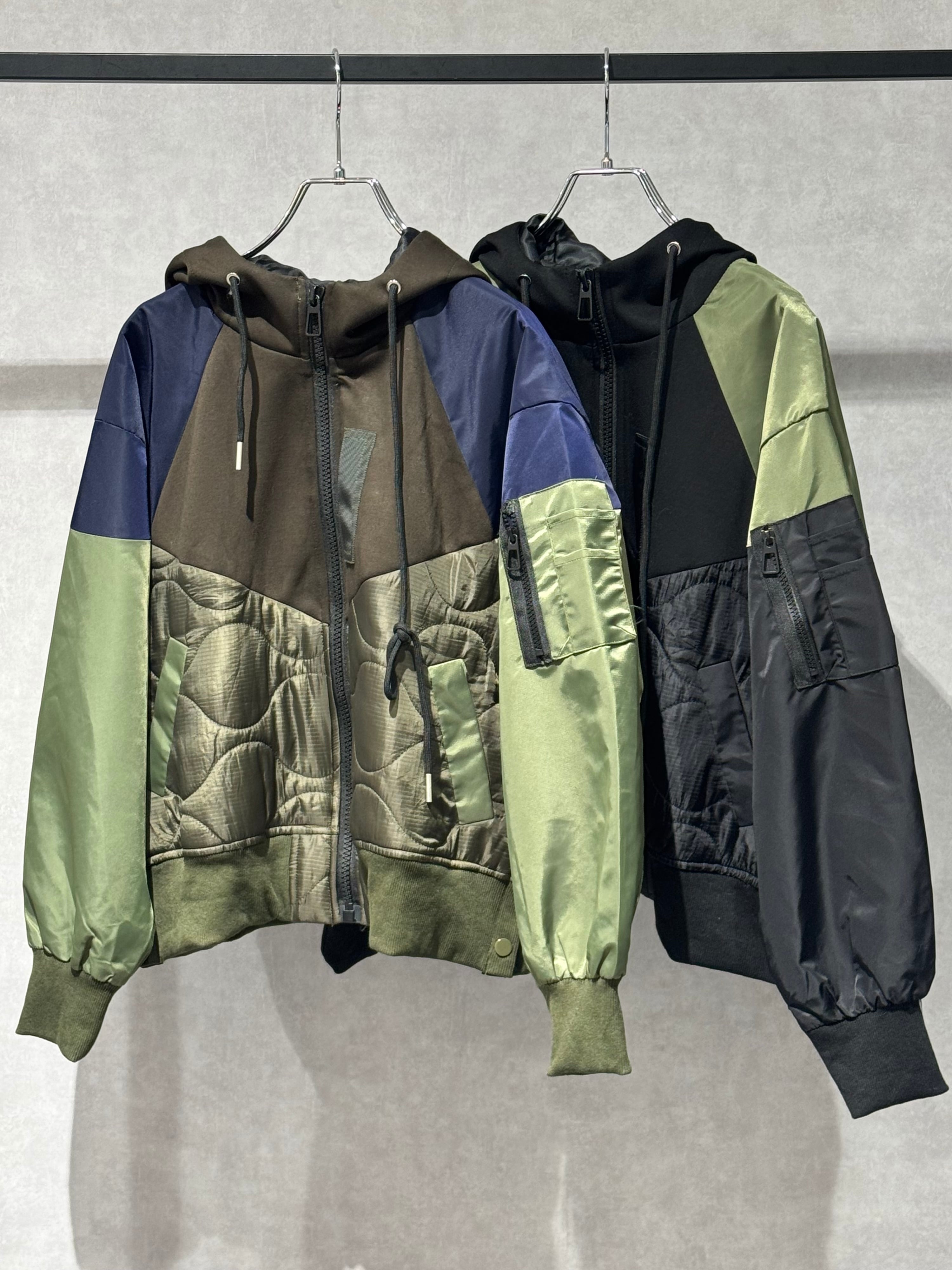 nylon quilting docking zip hood parka