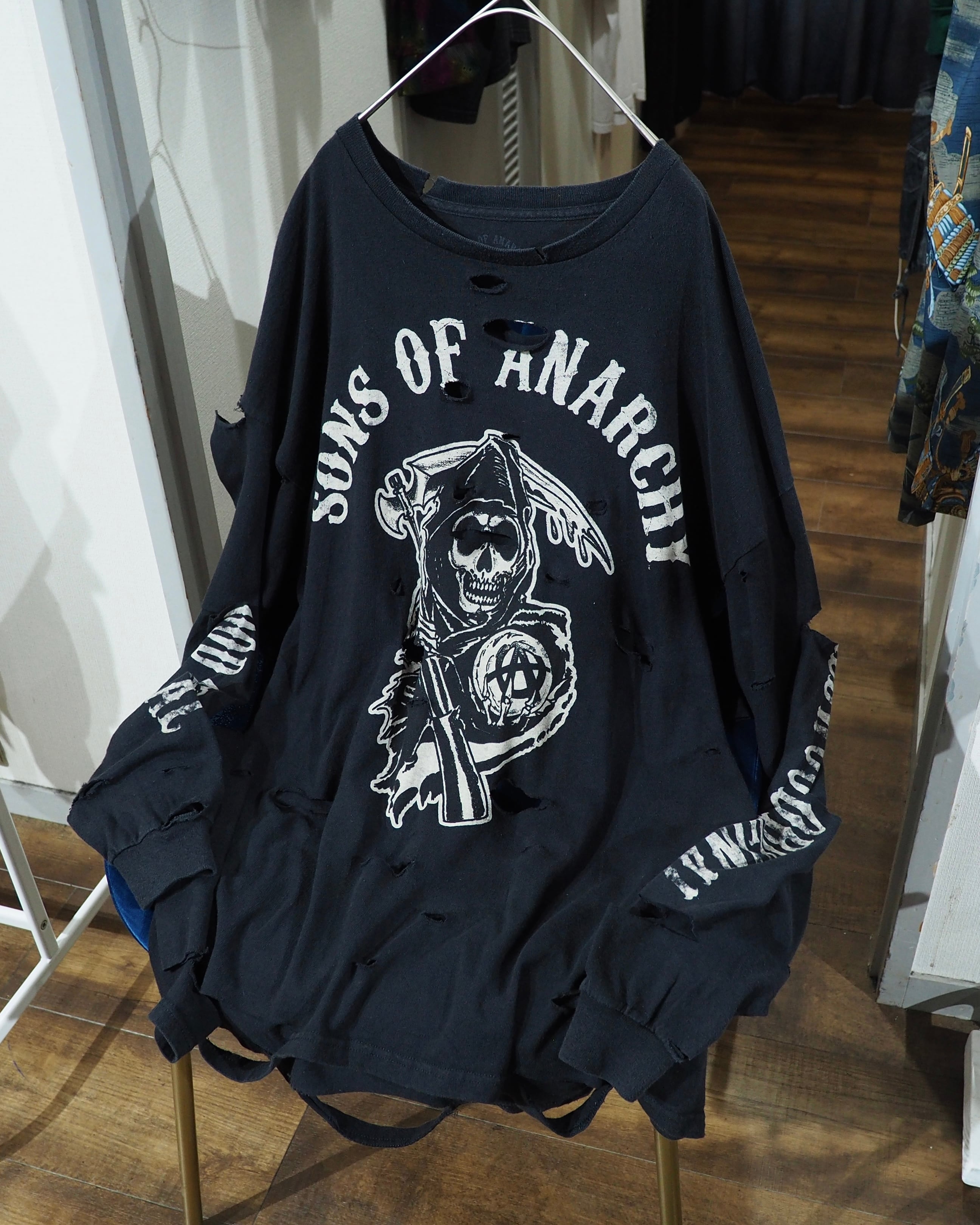 ” 循環 ” ” 死神 - Grim reaper ” Boro Circulation Re:make long sleeve Tee