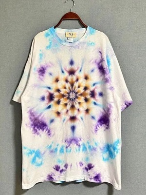 タイダイ染め Tie-dye Ｔシャツ  メンズ  XXL  曼荼羅　ブルー×パープル　ムラ染め　Hippies Dye HD21-42