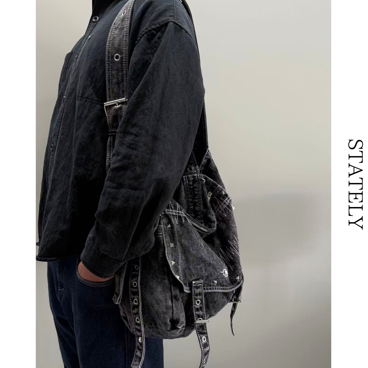 Denim Stud Sling Bag_G08・画像10