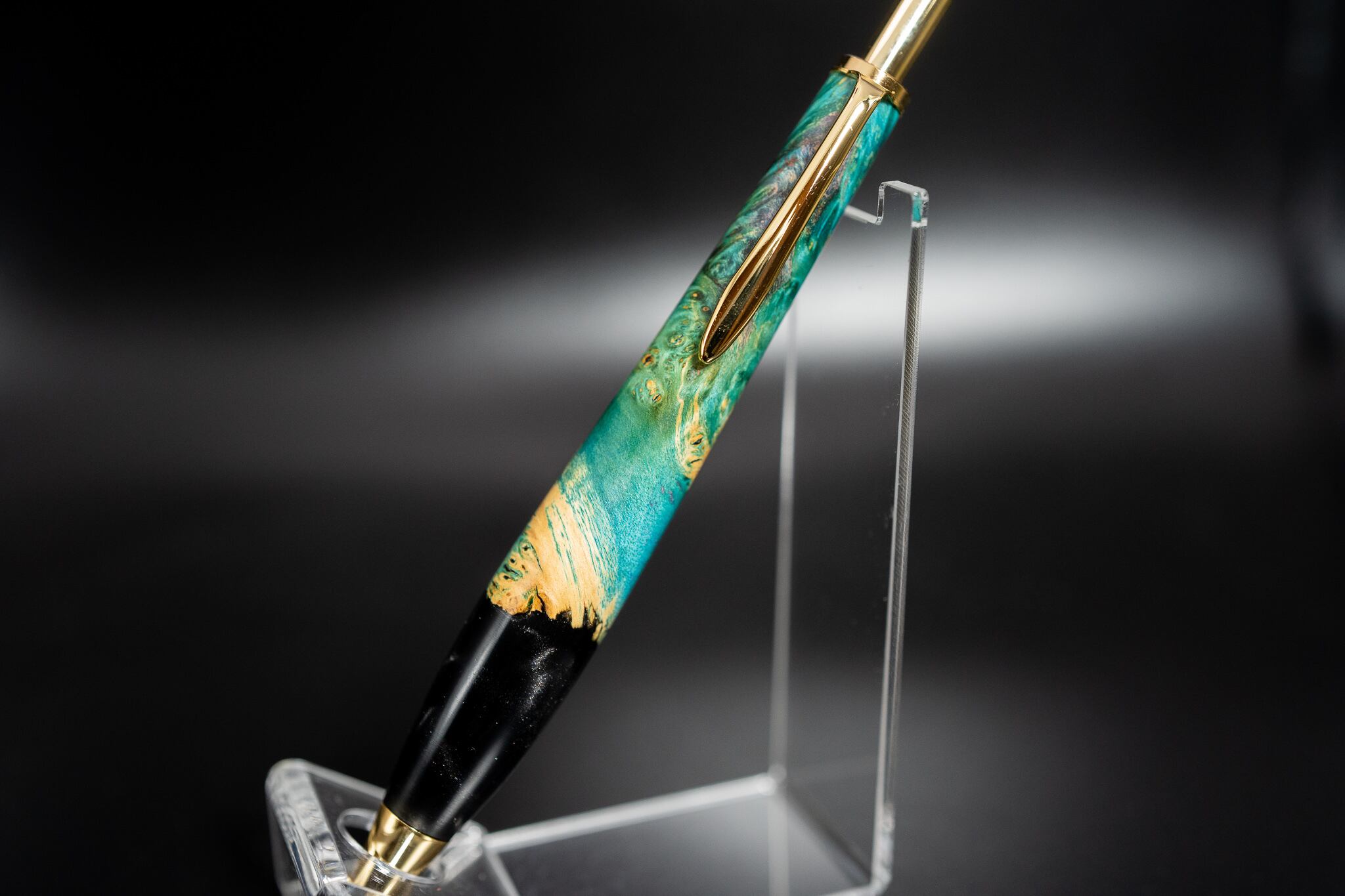 a　pg5+スタビライズドウッド(メイプル瘤)+8角軸 スタビライズドウッド メイプルバール 瘤杢 ネイビーブルー・多