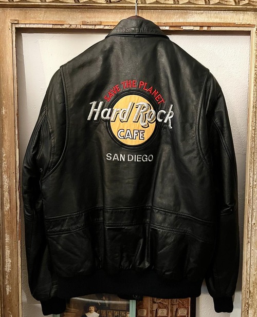 90's "hard rock cafe" A2 flights leather jacket 【M】