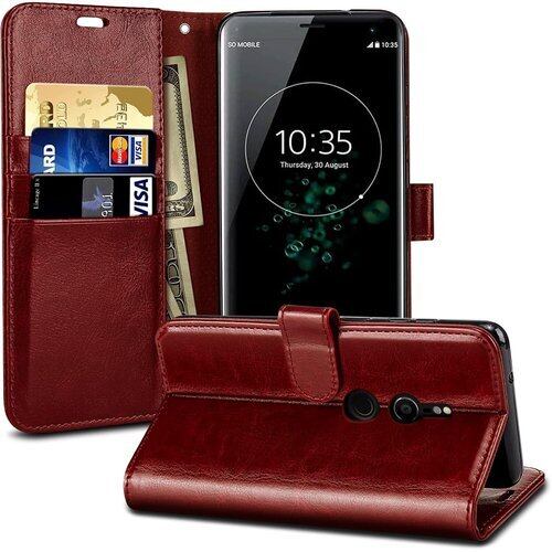 WYEPXOL XPeria XZ3 ケース SO-01L SOV39 手帳型 耐衝撃 耐摩擦 高級PUレザー 財布型 ソニー エクスペリア xz3 ケース レザーカバー カード収納 合皮レザー 手帳 PUレザー カード収納 薄型 軽量 スタンド マグネット式 スマホケース スタンド機能 滑り防止 全面保護 人気 携帯カバー 茶 ZW54-14 937