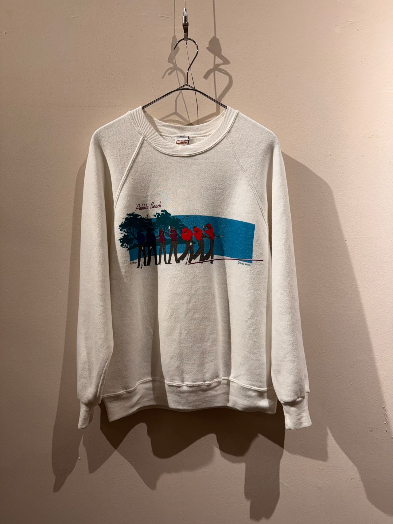 【USA製】Crazy Shirts クレイジーシャツ ゴルフプリント スウェット トレーナー M ホワイト ラグランスリーブ
