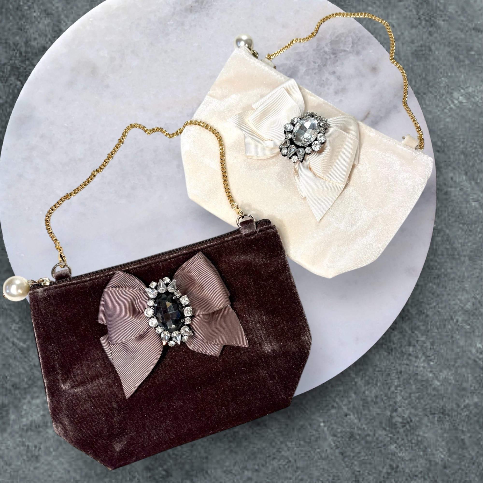 CLOSE SALE★シャルマンビジューリボン チェーンポーチ(税込6050円) pc0030-