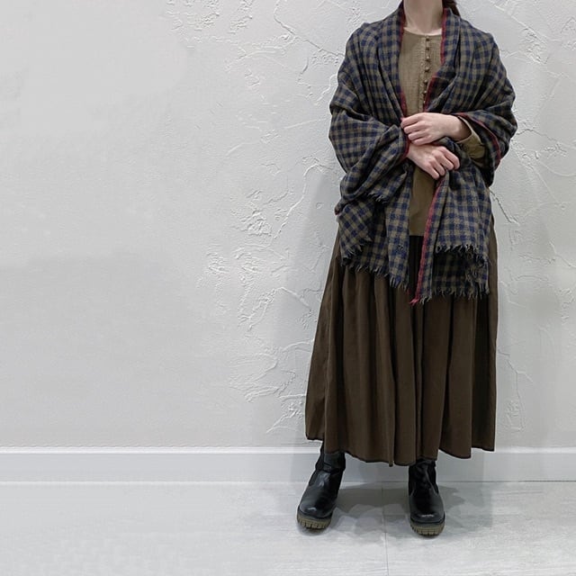 maison de soil wool silk gingham selvedge check stole | CoCo Cuore
