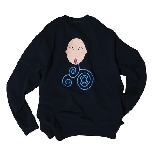 REPORT / 深呼吸マン CREW NECK SWEAT NAVY