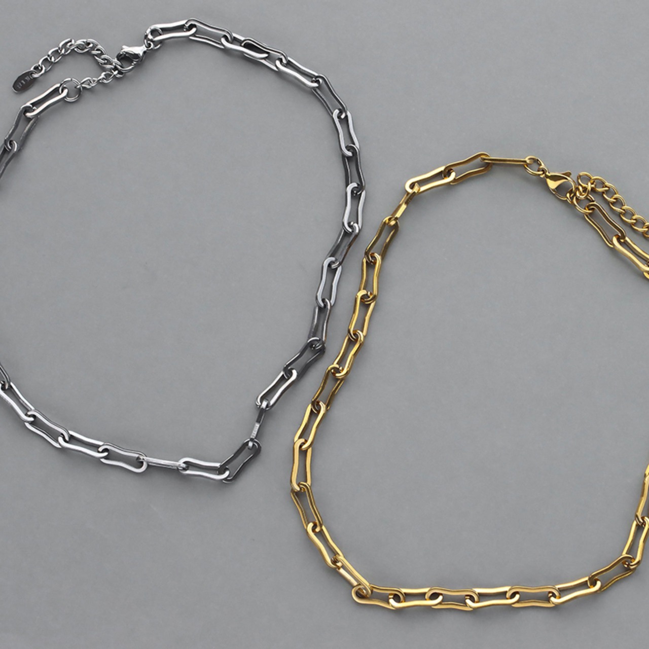 【ネコポス便】ネックレス ペーパーチェーン ステンレス レディース K18 18金 18K 金アレ対応 ウェーブ チェーンのみ チェーンネックレス 2584