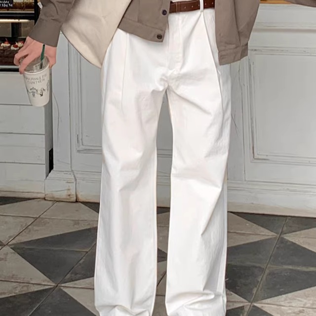 Simple single pleat minimalist style casual pants（LMU0189）
