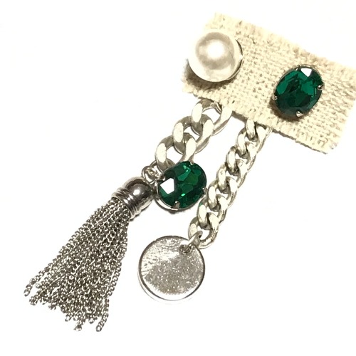 【 UNSEABLE 】chain tassel earrings Green