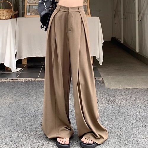 ワイドパンツ ハイウエスト フロアレングス ストレート ロング 脚長効果 レディース スーツ 高見え きれいめ 美脚 オフィス ybh1727