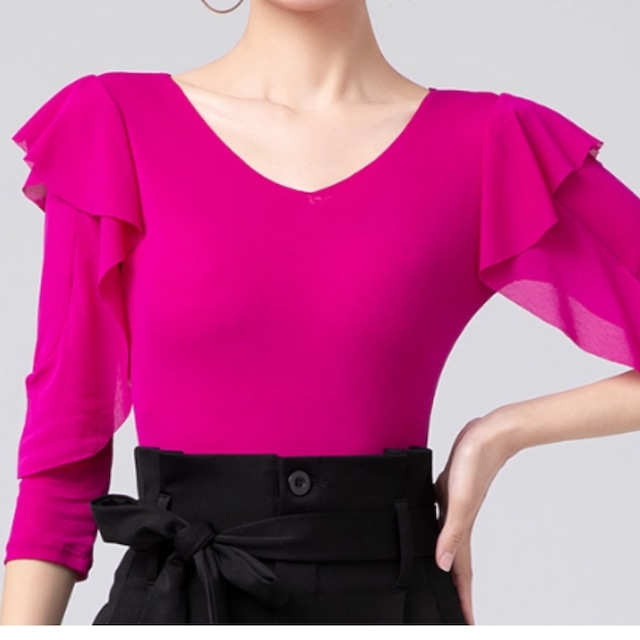 フリルスリーブ・エレガントダンストップス ds0914