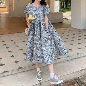 【RL357】Petite Floral Puff Sleeve One-piece（小花柄パフスリーブワンピース）