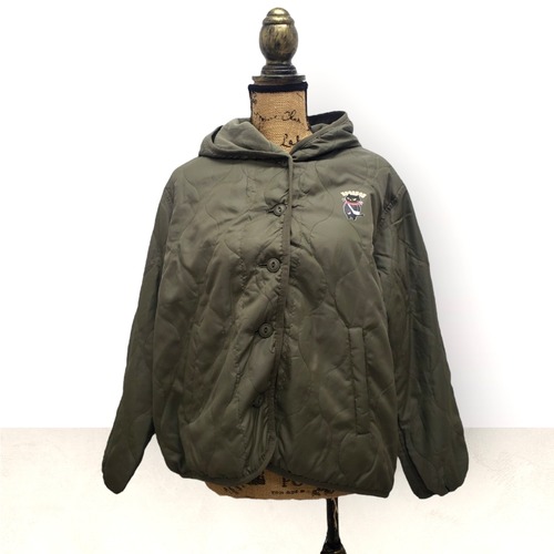 Mのみ再入荷 レディース 2サイズ展開 暖か裏フリースキルト中綿ジャケット カーキ