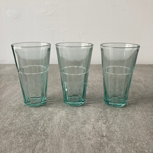 【プレスガラスグリーン】グラス3個セット ベトナム  ビンテージ