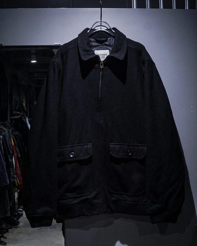【add (C) vintage】“OLD NAVY” Solid Black Wool Blend Blouson Jacket