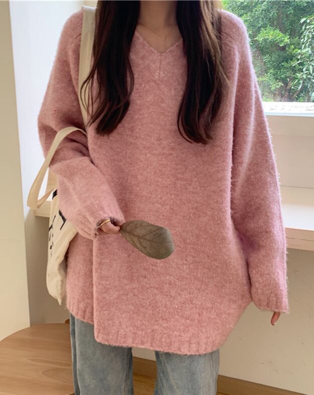 くすみピンクの薄手セーター M - ニット