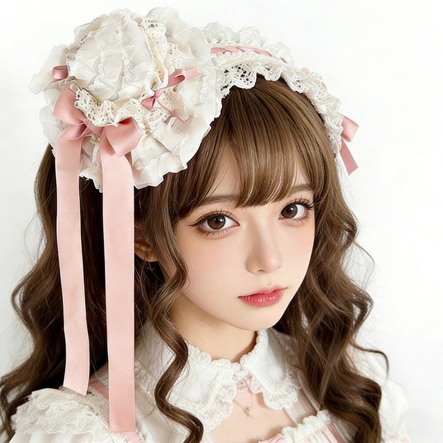 午後のお茶会に咲く小帽子 リボンレースミニハットヘアアクセサリー