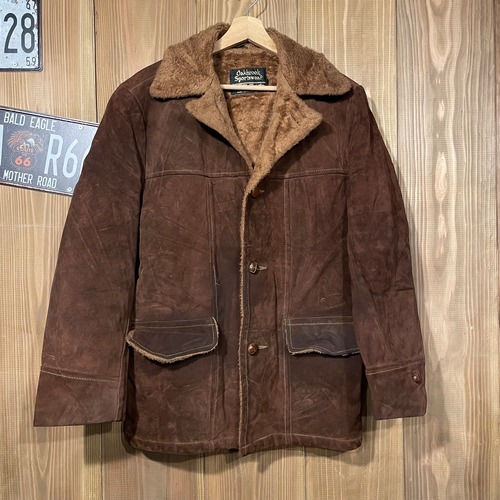 60s SEARS シアーズ スウェード レザージャケット USA製 裏ボア ランチジャケット ブラウン ヴィンテージ ミドルコート アメカジ 70s
