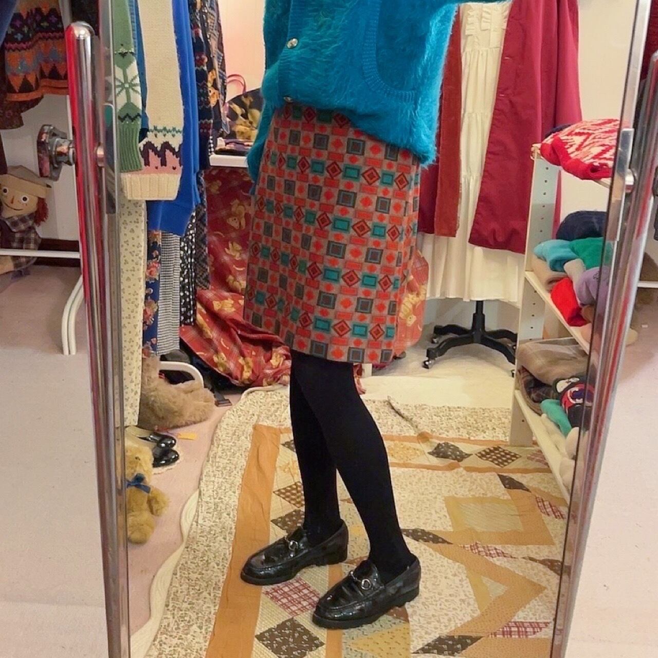 geometric pattern jacquard skirt