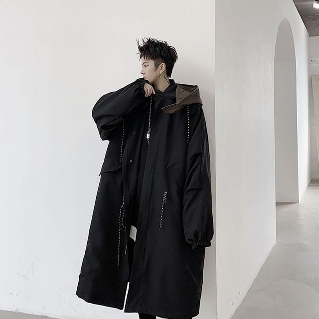 予約販売】スプリングコート ロング丈 春 アウター メンズ ブラック