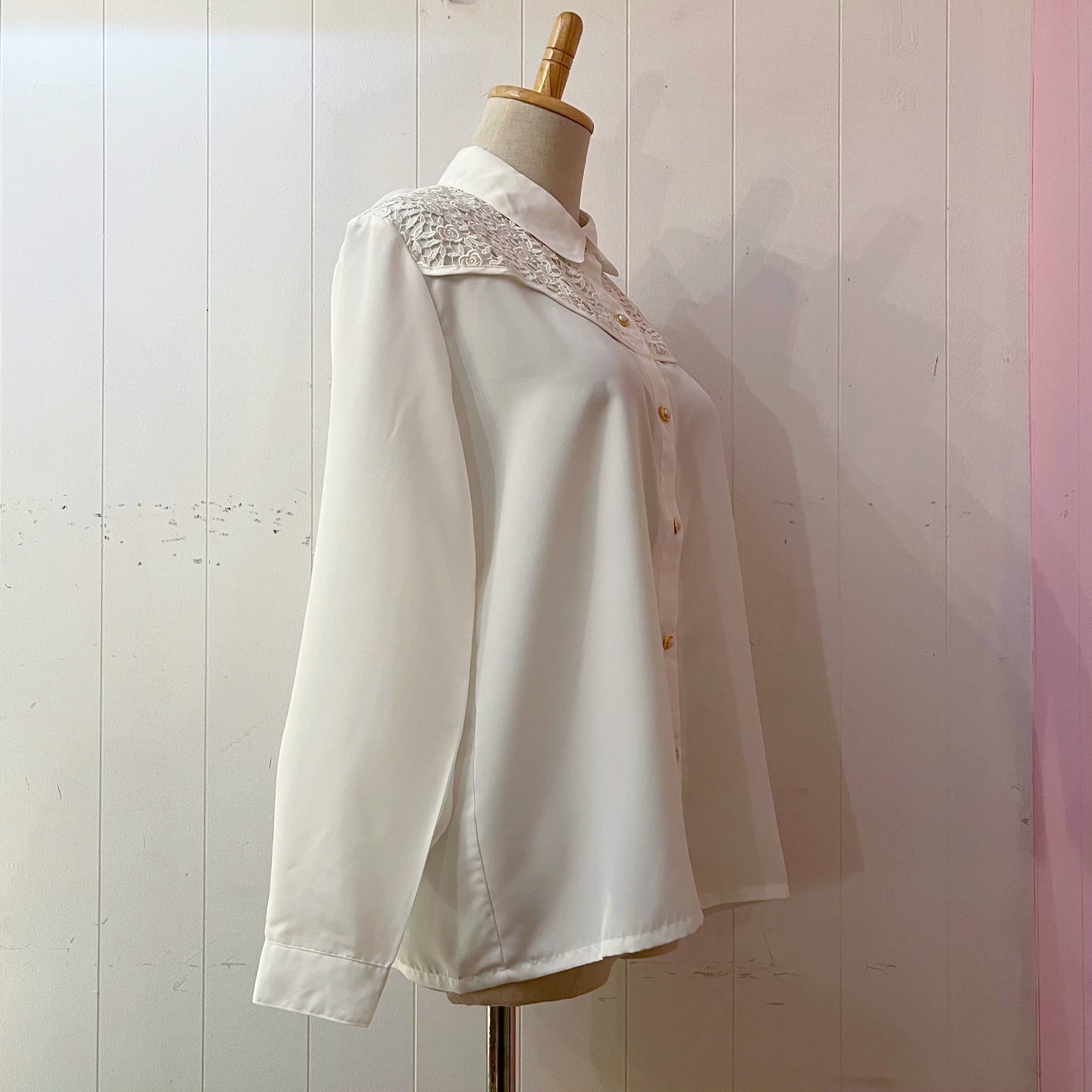rose lace white blouse