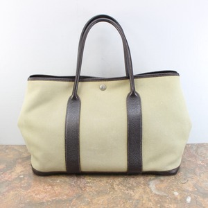 .HERMES CANVAS LEATHER TOTE BAG MADE IN FRANCE/エルメスガーデンパーティーキャンバスレザートートバッグ2000000067247
