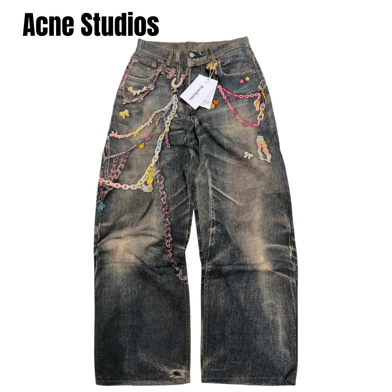 Acne 25SS 1981M Vintage Chain Detail Loose Jeans キャンディチェーン 3Dプリント ルーズ ...