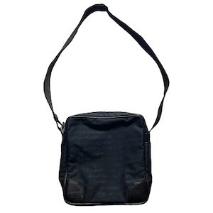 EMPORIO ARMANI canvas × leather logo shoulder bag