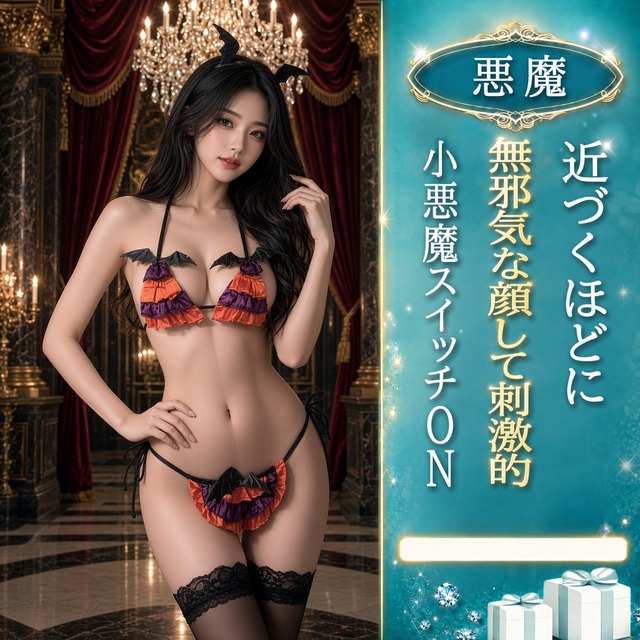 〔悪魔〕誘惑カラーの小悪魔 パープルフリルランジェリー 3点セット