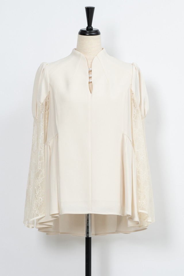 Pearl Sleeve Lace Blouse　OFF WHITE