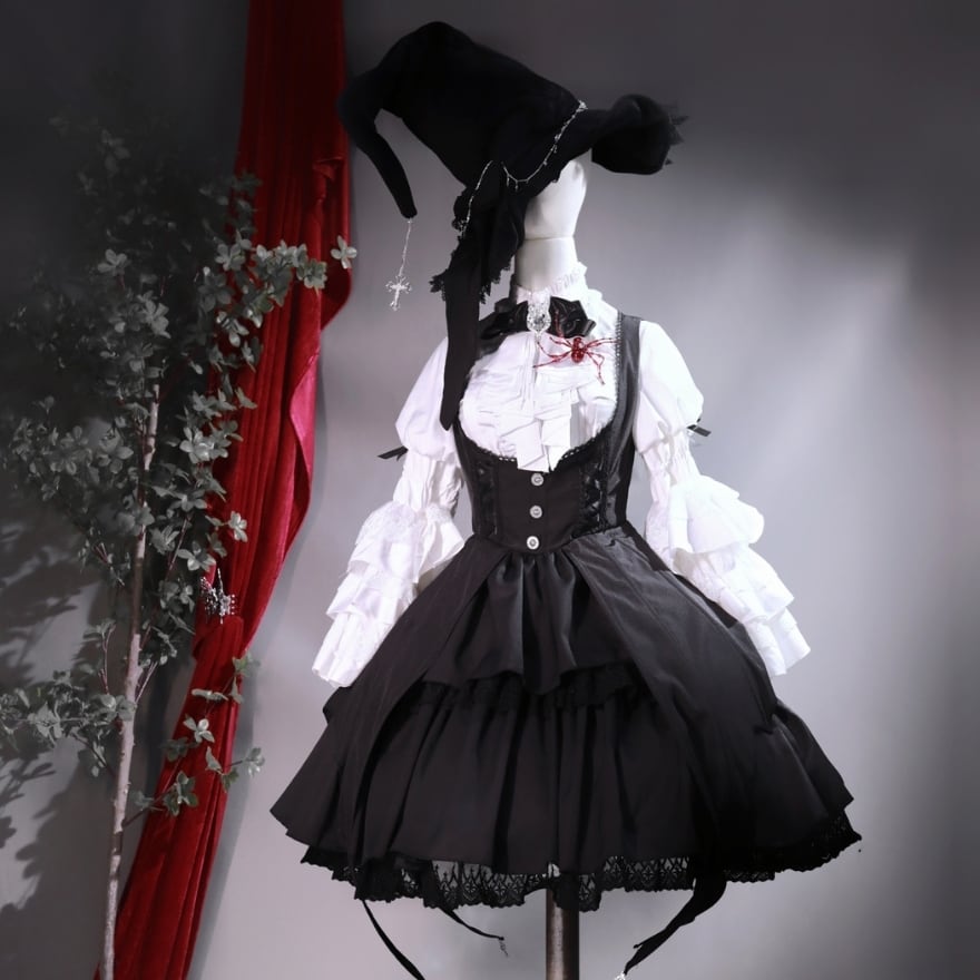 個性派!! フェルトハット ハロウィン 仮装 ゴシック ロリータ イタリア ゴスロリ ハロウィン 魔女 三角帽 イベント パーティ衣装 舞台衣装