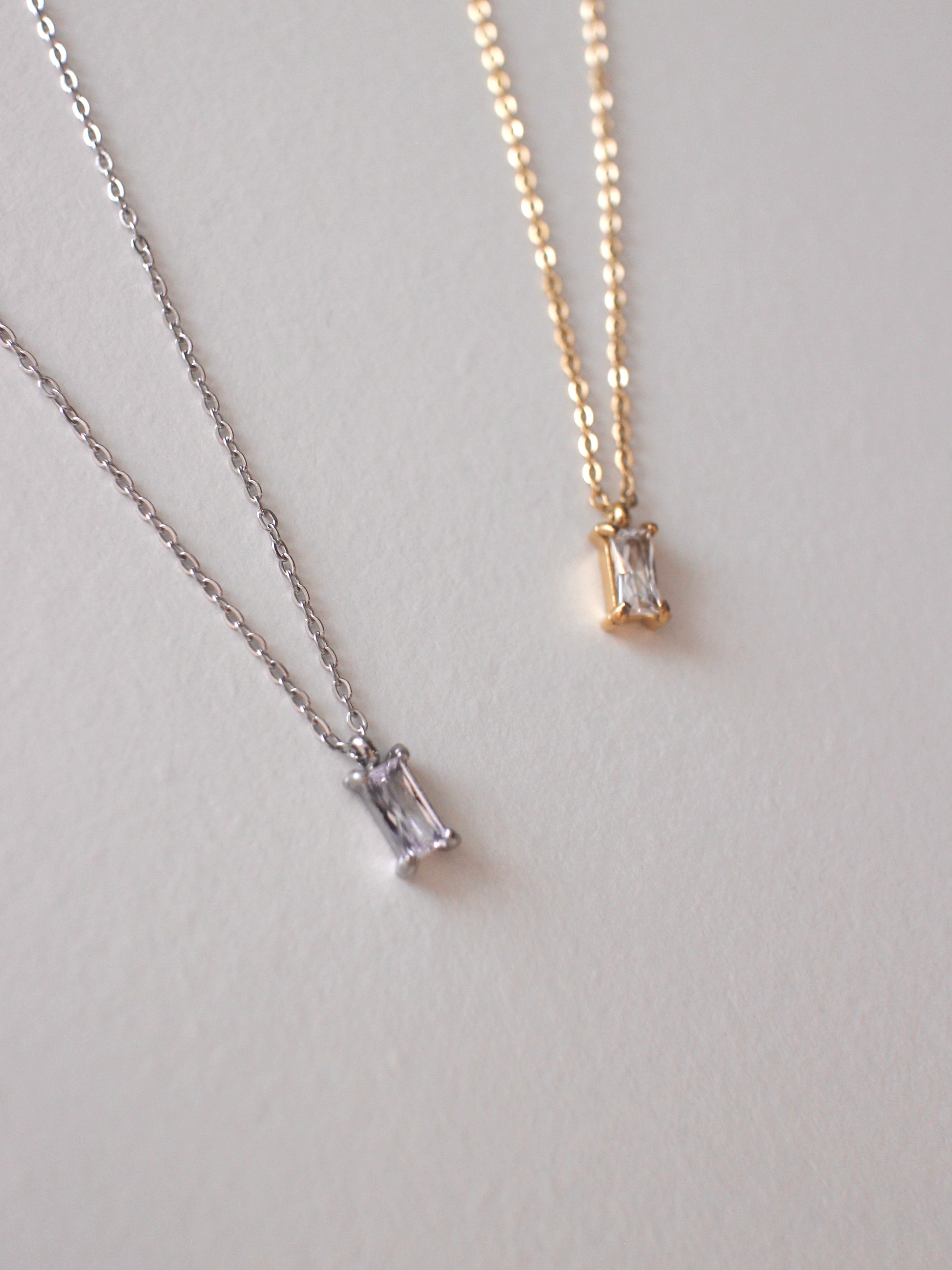 square zirconia necklace〈n012〉