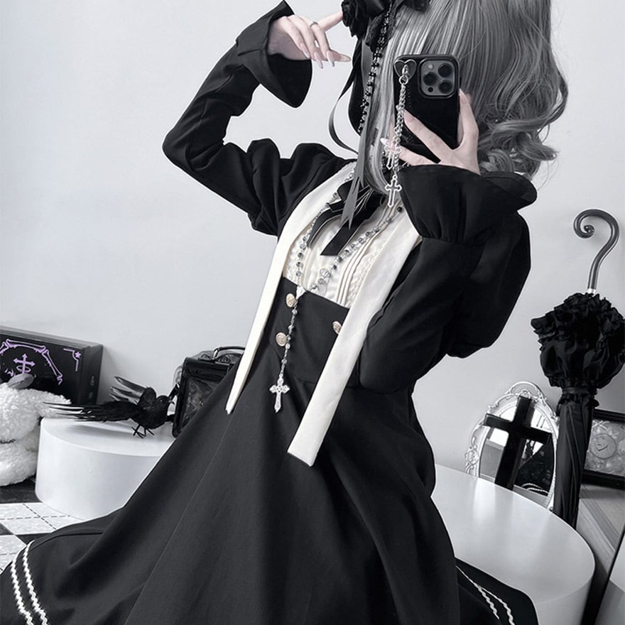 ゴスロリ通販 With U ゴスロリ ワンピース ドレス 長袖 シスター