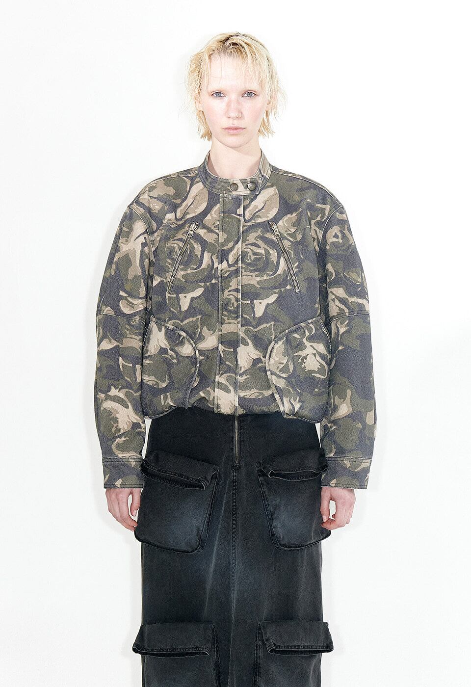 OPEN YY] CAMO BOMBER JACKET, KHAKI 正規品 韓国ブランド 韓国通販