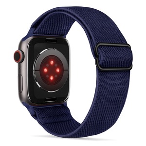 【在庫のみ】弾性スポーツソロループ コンパチブル Apple Watch バンド 42mm (シリーズ10/11) 41mm 40mm 38mm、ナイロン編組スポーツループ、交換用ベルトApple Watch シリーズ 11 10 9 8 7 6 5 4 3 2 1 SE用 (濃紺)