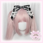 ♡【全6色】ドーリープリンセス パール&ドットサテンリボン 2wayヘアクリップカチューシャ black ♡