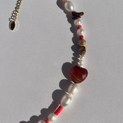 [Red］ 不揃いバロックパールネックレス ［GSN113-R］