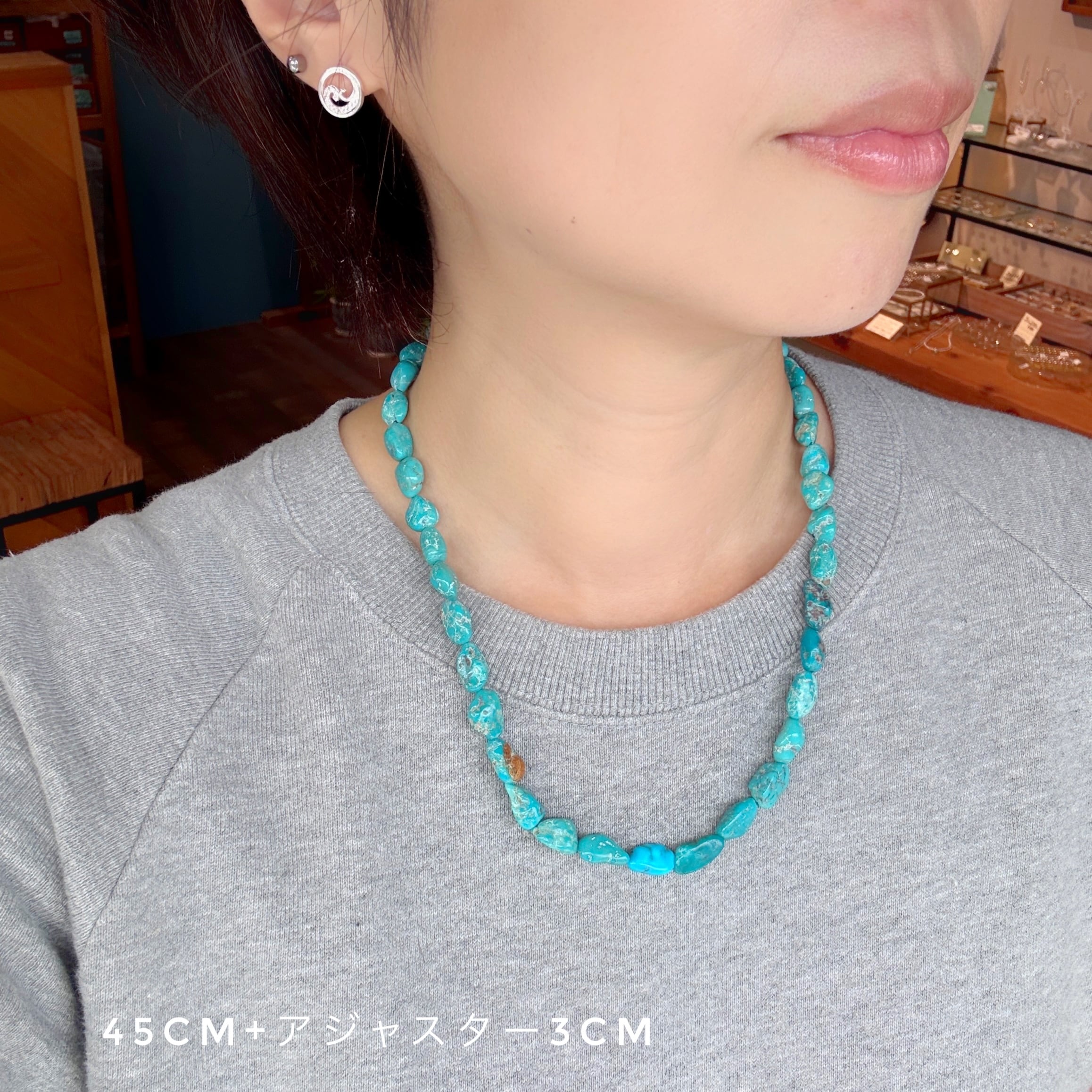 Lagoon Original タンブルカット ブルー ターコイズ 1.2×0.8cm 一連